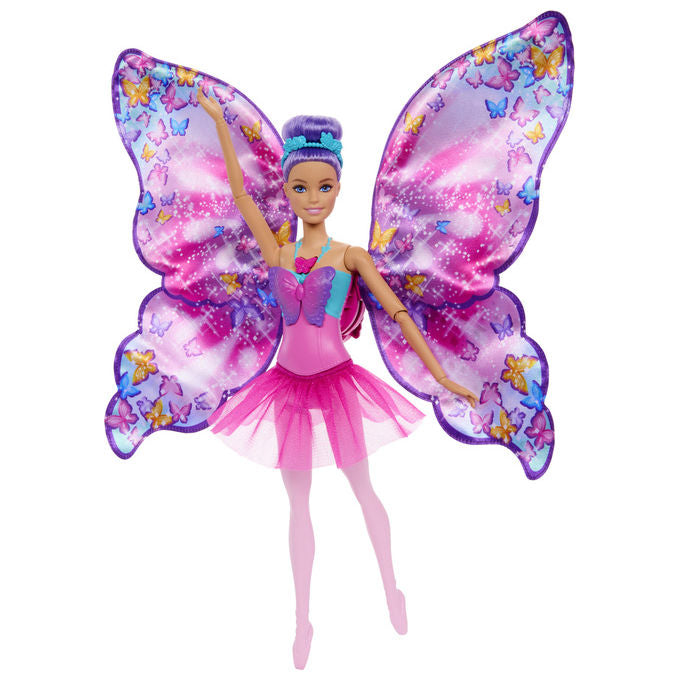 Barbie Bambola Ballerina Trasformabile con Ali da Farfalla Multicolore e Arti Flessibili
