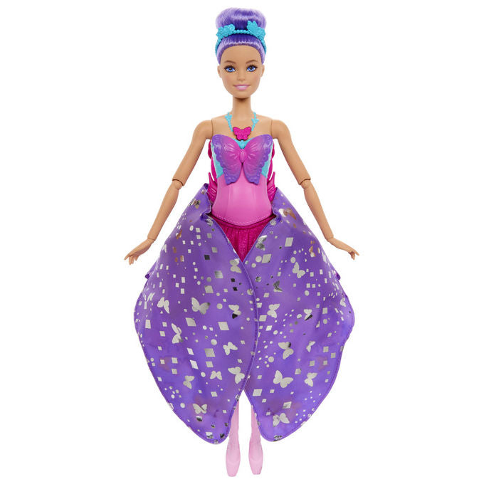 Barbie Bambola Ballerina Trasformabile con Ali da Farfalla Multicolore e Arti Flessibili