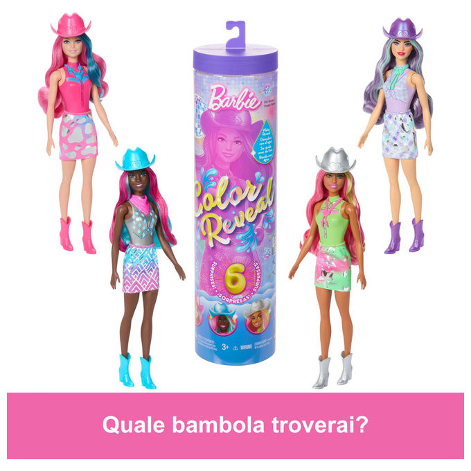 Barbie Bambola Color Reveal Western JCP01 Cambia Colore - Serie Country Chic