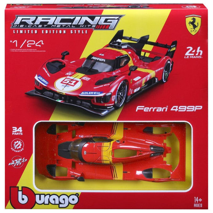 BBURAGO Modello Auto Sportiva Ferrari 499P LMH Scala 1:24 Preassemblato Rosso