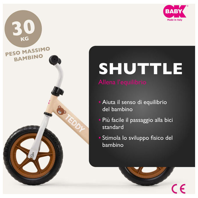 Okbaby 39350001 Balance Bike Teddy Bicicletta senza Pedali Bambini 24 Mesi Telaio Leggero Sedile Regolabile 30 Kg colore Marrone
