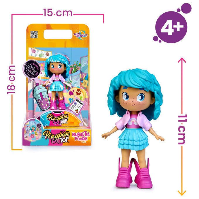 Pinypon TOP Bambola Bubble Tea Articolata con Accessori Intercambiabili 4+ Anni