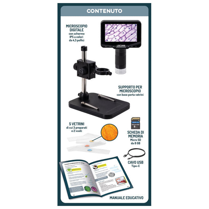 Lisciani Giochi Microscopio Digitale Educativo Hi-tech 1000x Ingrandimento Mod. 109869