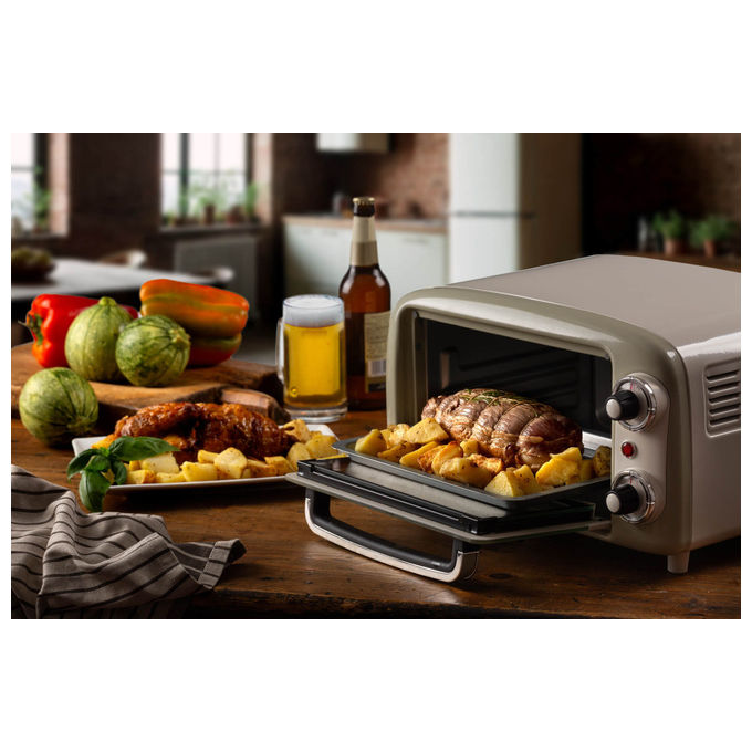 Ariete Forno Elettrico Vintage 3919 Beige 800W 10L con Doppio Vetro