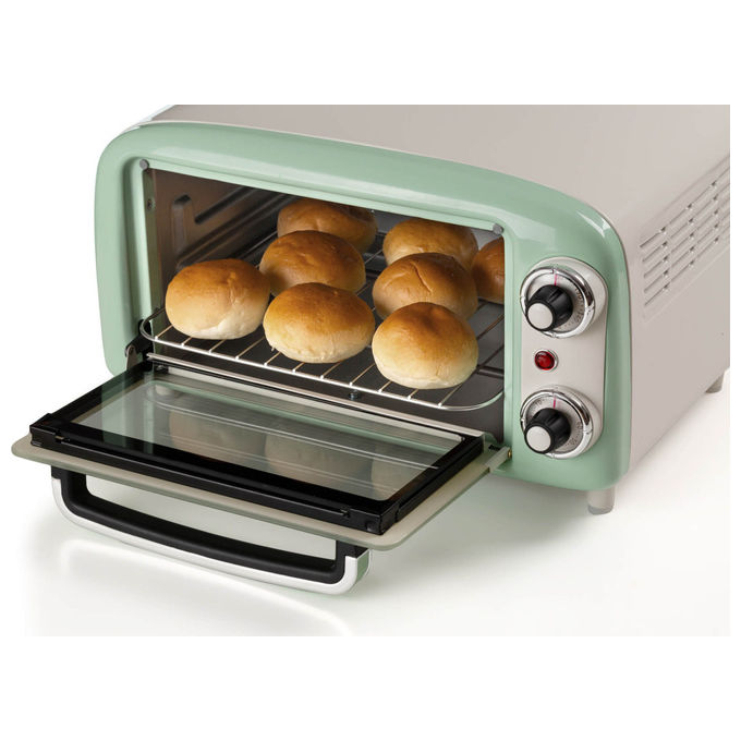 Ariete Forno Elettrico Vintage 3919 Verde 10L 800W Doppio Vetro Termostato 90-230°C