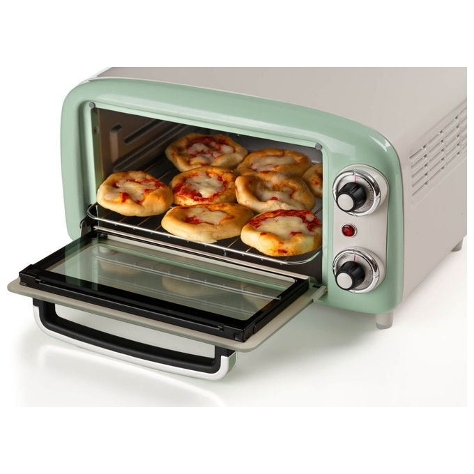 Ariete Forno Elettrico Vintage 3919 Verde 10L 800W Doppio Vetro Termostato 90-230°C