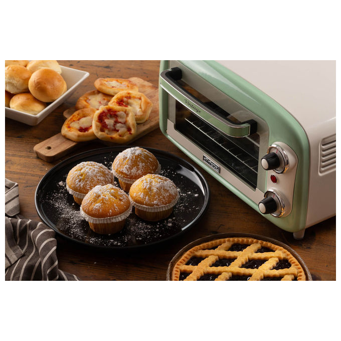 Ariete Forno Elettrico Vintage 3919 Verde 10L 800W Doppio Vetro Termostato 90-230°C