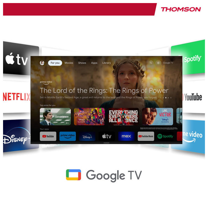 Thomson TV QLED 55 Pollici Google TV HDR Classe A+ Smart TV 4K Ultra HD