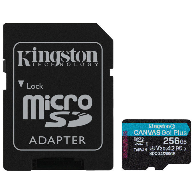 Kingston microSDXC 256GB Canvas Go Plus Gen4 A2 U3 V30 Scheda di Memoria