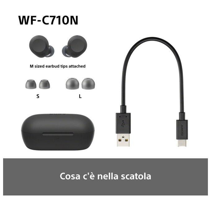 Sony WFC710NBCE7 Auricolari True Wireless Bluetooth Stereo Nero con ANC e IPX4