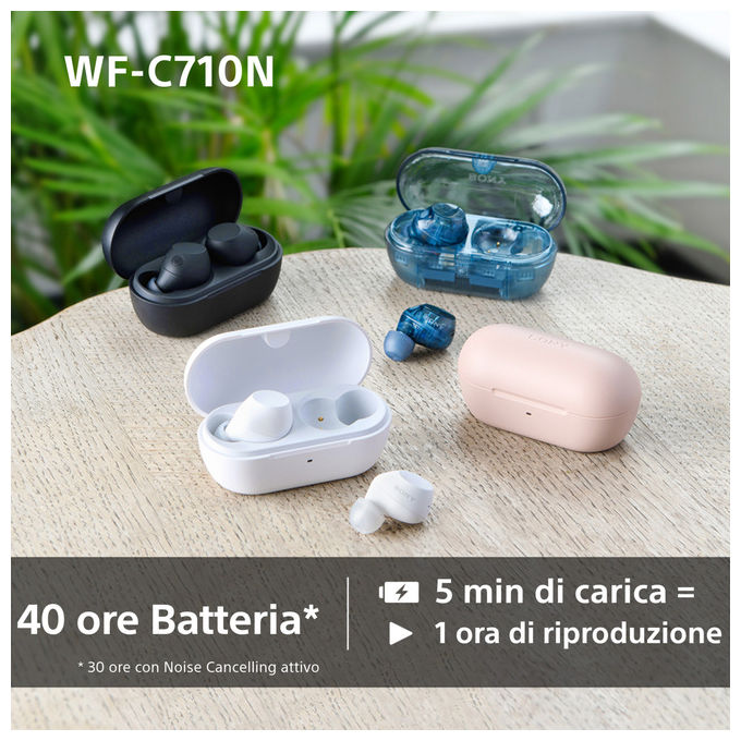 Sony WFC710NBCE7 Auricolari True Wireless Bluetooth Stereo Nero con ANC e IPX4