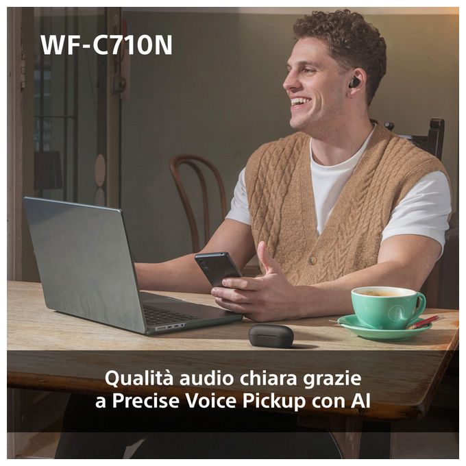 Sony WFC710NBCE7 Auricolari True Wireless Bluetooth Stereo Nero con ANC e IPX4