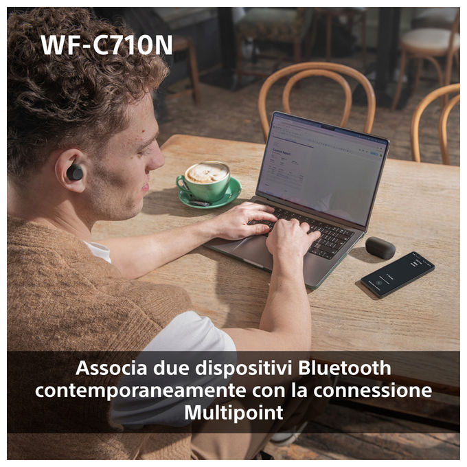 Sony WFC710NBCE7 Auricolari True Wireless Bluetooth Stereo Nero con ANC e IPX4