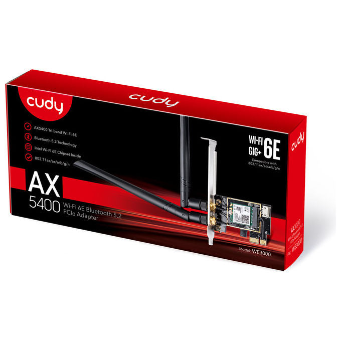 Cudy WE3000 Scheda Wi-Fi 6E PCI Express Tri-band 2400Mbps Bluetooth 5.2 per PC