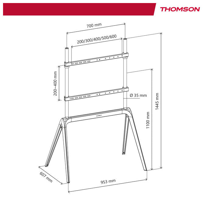 Thomson S604 Supporto TV Metallo 65-86'' 60kg VESA 200x200 600x400 Staffa Parete