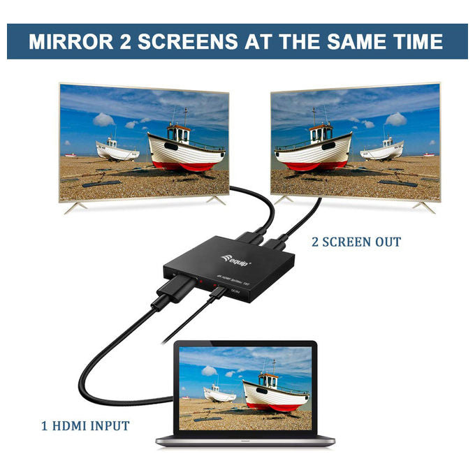 Equip Splitter HDMI 2 Porte 4K Ultra HD 60Hz Nero Ultra Slim - Accessorio Video
