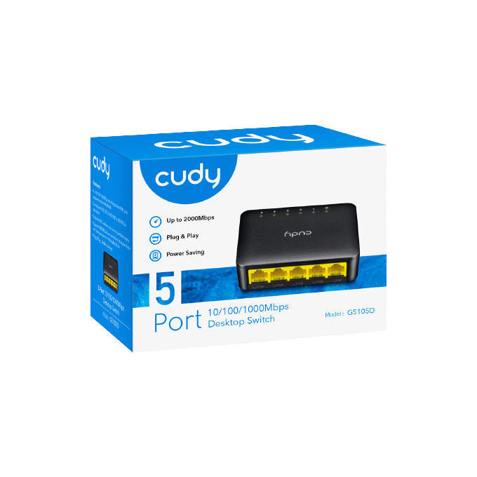 Cudy GS105D Switch Gigabit 5 porte 1000 Mbit-s Nero - Rete LAN Ethernet Plug and Play