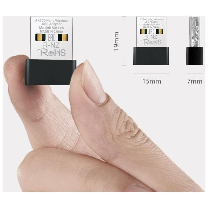 MERCUSYS MA14N Adattatore WiFi USB WiFi 6 AX287 Mbps Nano Design 2.4 GHz Dongle