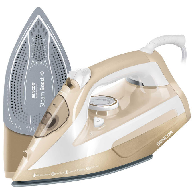 Sencor Ferro da Stiro a Vapore con Piastra in Ceramica 2600W