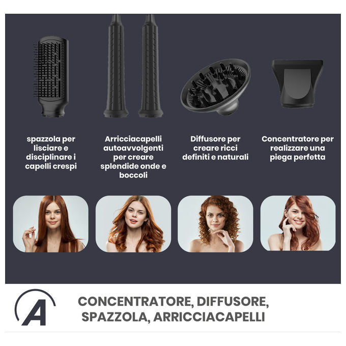 Estylia Asciugacapelli e Styler con Accessori Intercambiabili