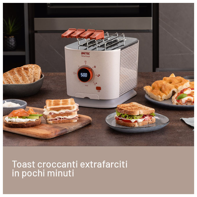 Imetec GranToast Tostapane 2 Fette XL con Pinze Apribili
