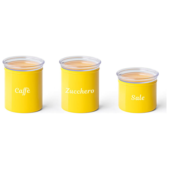 Fratelli Guzzini Set 3 Barattoli Personalizzabili Giallo