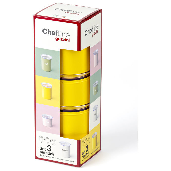 Fratelli Guzzini Set 3 Barattoli Personalizzabili Giallo