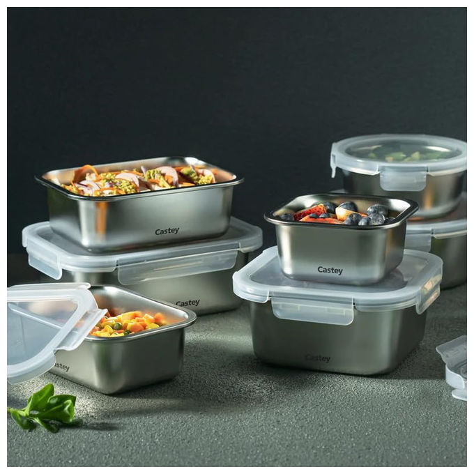 Castey Contenitore Rotondo In Acciaio Inox 1500 ml