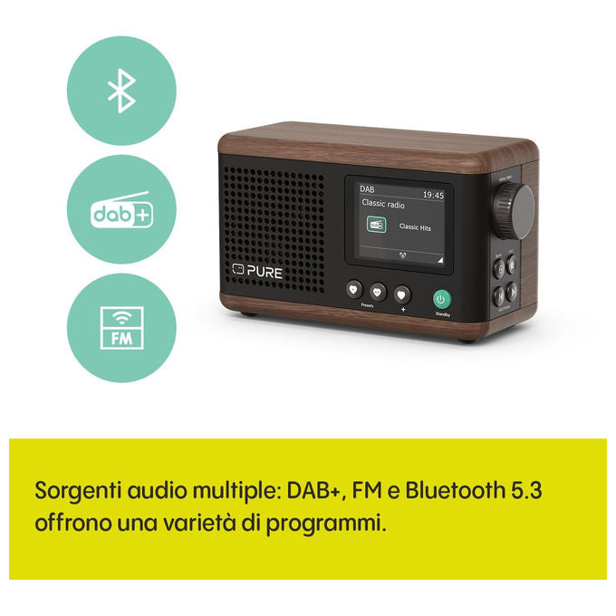 Pure Classic Mini Radio Digitale Portatile DAB+ e FM