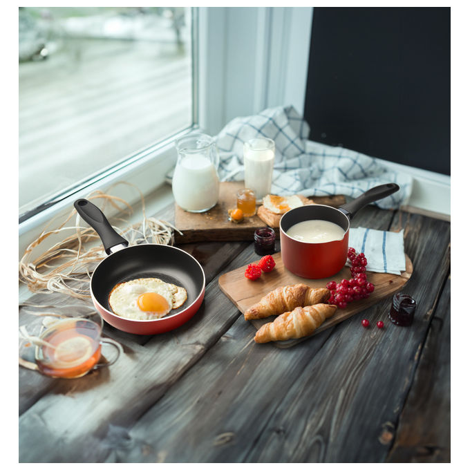 Fratelli Guzzini Set CookandPlus Padella e Bollilatte Rosso
