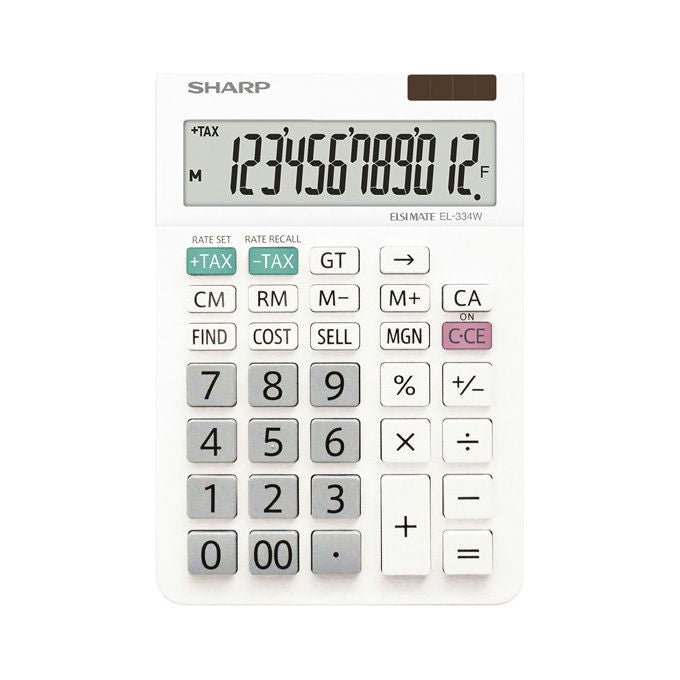 Sharp Calcolatrice da Tavolo EL-334W con Cavalletto 12 Cifre