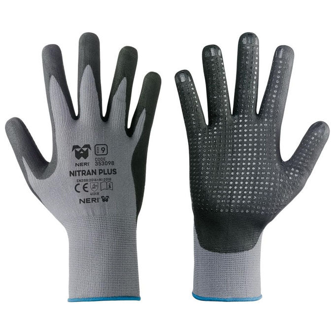 Nitran Plus Guanti Nylon Nitrile Grigio-Nero