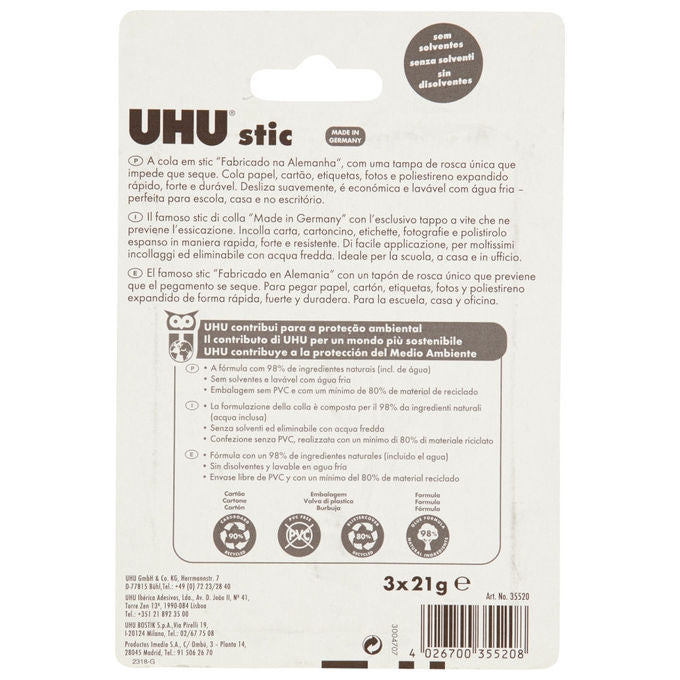 UHU Stic Colla Stick 3 x 21gr UHU