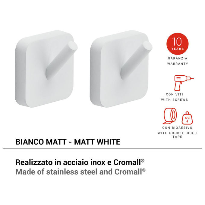 Gedy Appendiabiti 2 Pezzi Tonga Bianco Matt