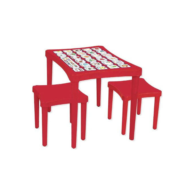 Biemme Tavolo Bimbo Regolabile con 2 Sgabelli Rosso 2097-R