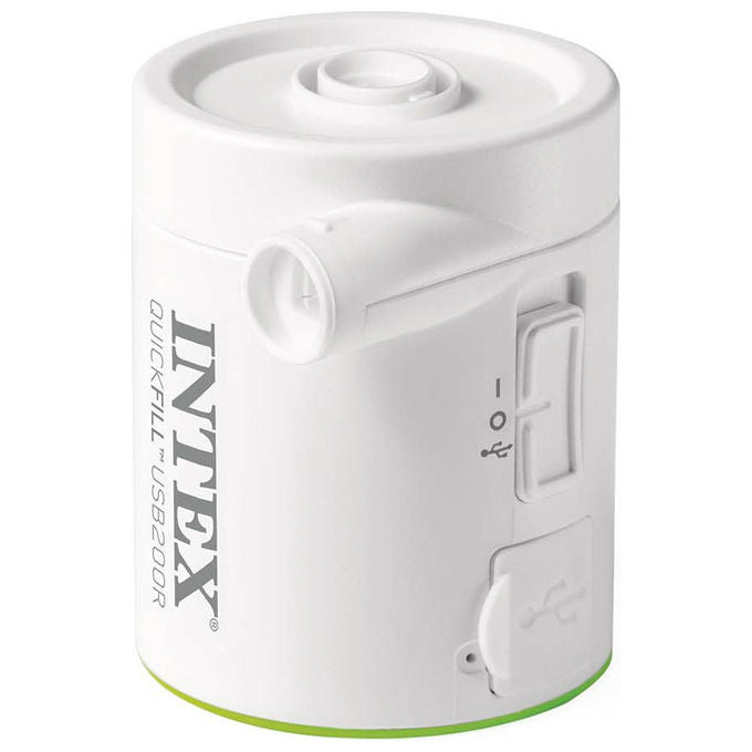 Intex 66637 QuickFill USB200R Pompa Elettrica Ricaricabile Gonfia e Sgonfia 200 L-min 2 Ugelli colore Bianco