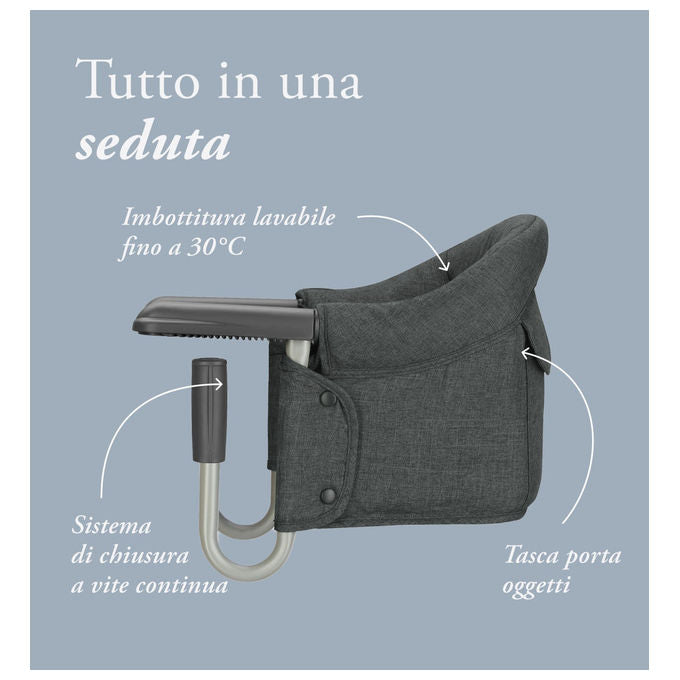 Inglesina AY90S6CRG Fast Seggiolino da Tavolo Pieghevole Portatile fino a 15 Kg colore Charcoal Grey