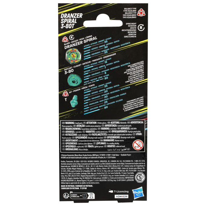 Hasbro F9585EU5 Beyblade X Dranzer Spiral 3-80T Trottola con Lanciatore tipo Equilibrio rotazione destra colore Rosso