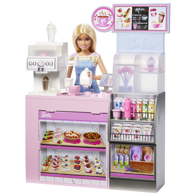 Barbie HXN94 Career Playset Caffetteria con Bambola Barista e 12 Accessori per Bambini 3+ anni colore Multicolore