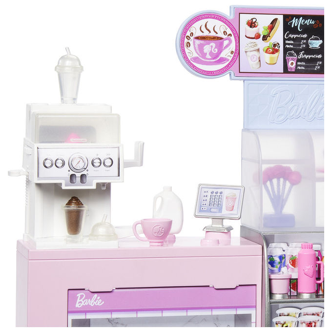 Barbie HXN94 Career Playset Caffetteria con Bambola Barista e 12 Accessori per Bambini 3+ anni colore Multicolore