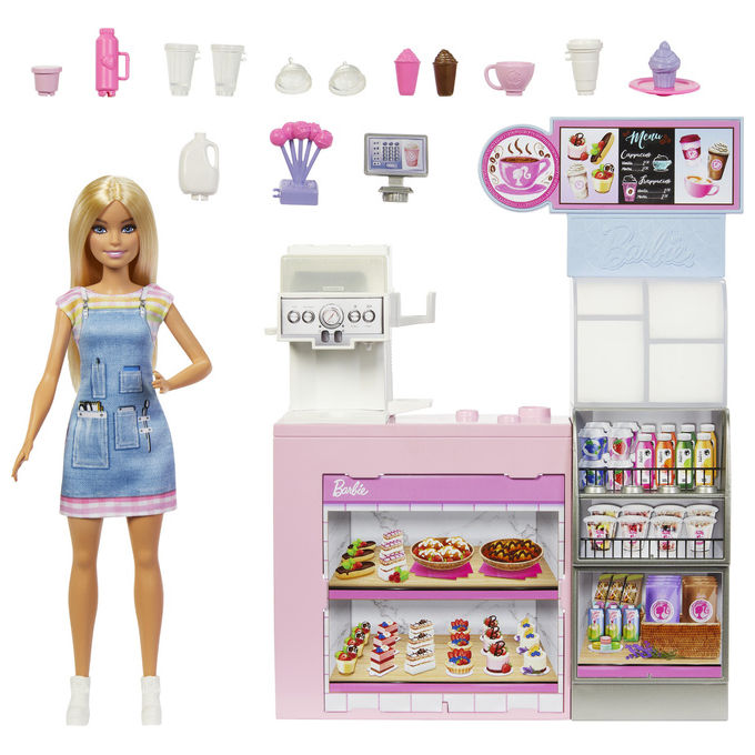 Barbie HXN94 Career Playset Caffetteria con Bambola Barista e 12 Accessori per Bambini 3+ anni colore Multicolore