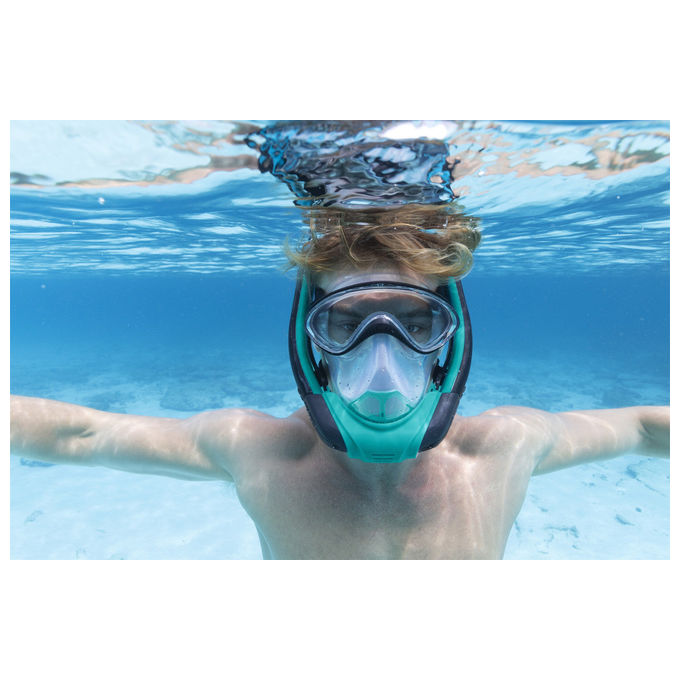 Bestway 24060 Flowtech Maschera Snorkeling Integrale Silicone Taglia S-M Dry-Top 14+ anni colore Nero Rosso Turchese