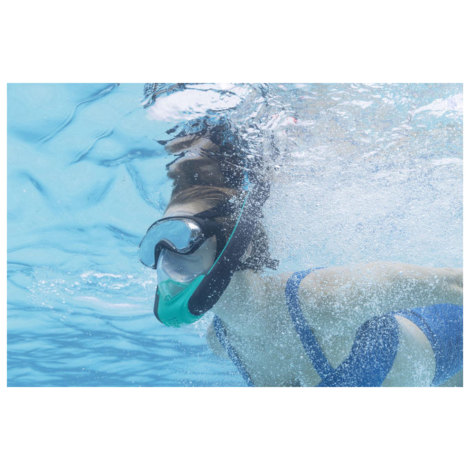 Bestway 24060 Flowtech Maschera Snorkeling Integrale Silicone Taglia S-M Dry-Top 14+ anni colore Nero Rosso Turchese