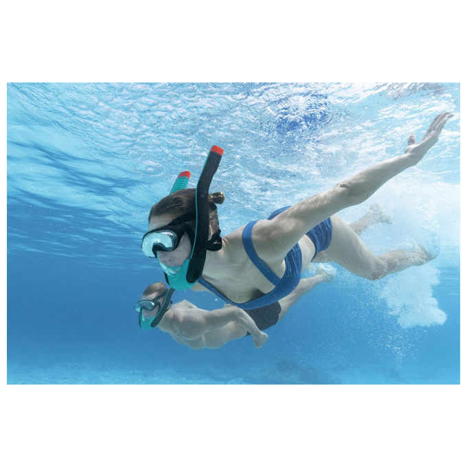 Bestway 24060 Flowtech Maschera Snorkeling Integrale Silicone Taglia S-M Dry-Top 14+ anni colore Nero Rosso Turchese
