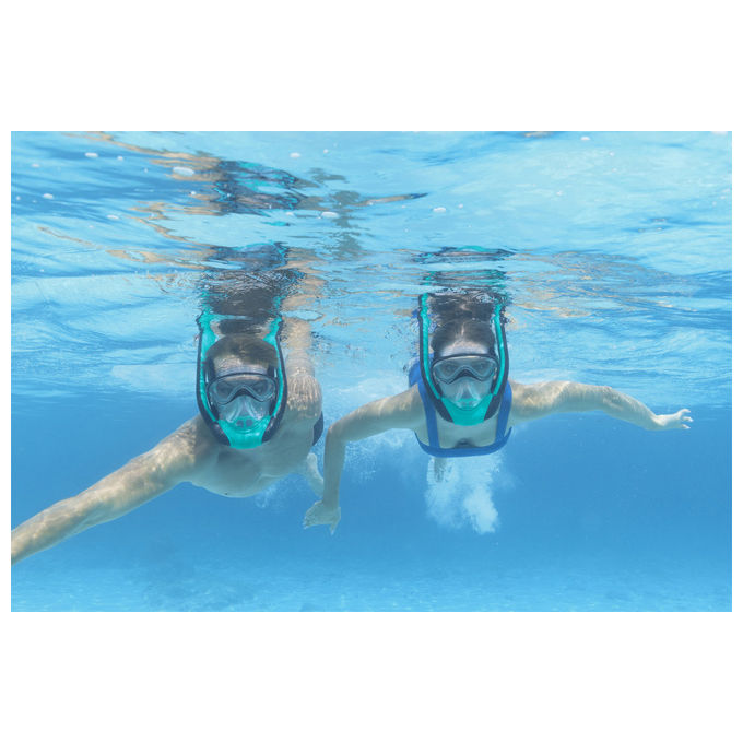 Bestway 24060 Flowtech Maschera Snorkeling Integrale Silicone Taglia S-M Dry-Top 14+ anni colore Nero Rosso Turchese