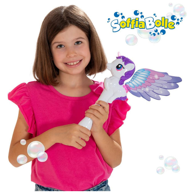 ODS Soffiabolle Spara Bolle Unicorno con Ali e Luci LED