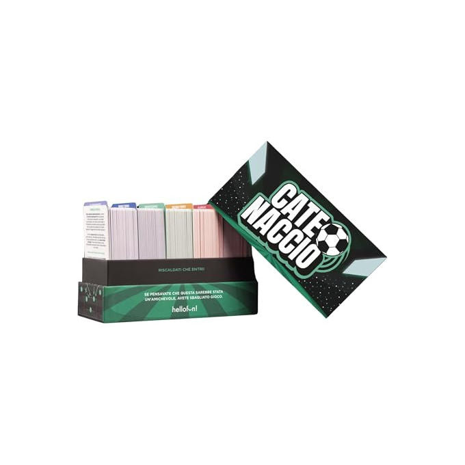 Hellofun 8435498603389 Catenaccio Gioco di Carte sul Calcio 280 Carte Quiz Sfide Calcistiche 4 Giocatori 14+