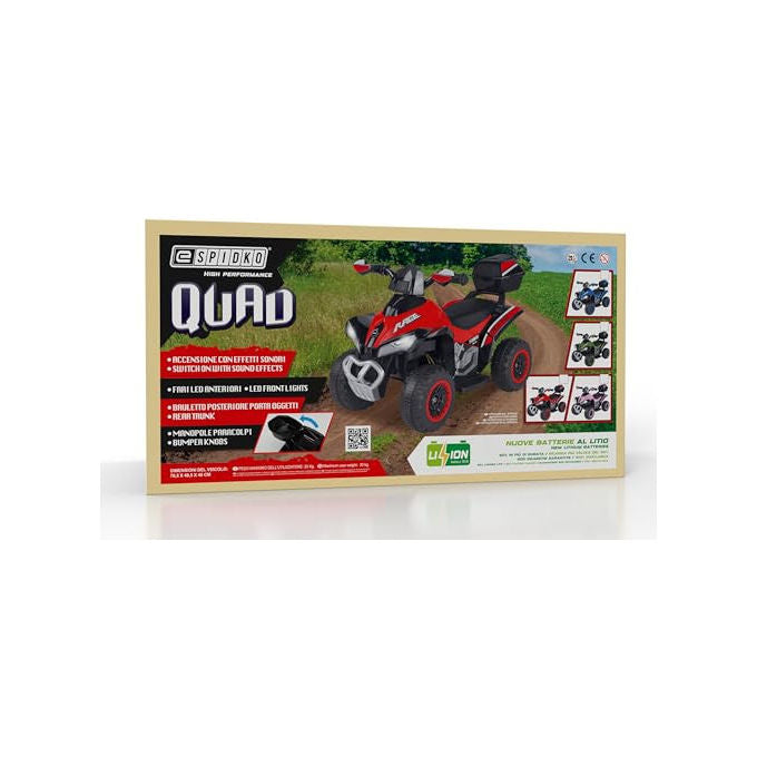 ESpidko Quad Elettrico Verde con Batteria al Litio 8.4V
