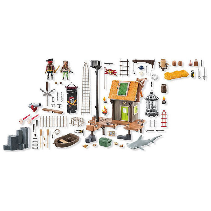 Playmobil 71792 Pirates Approdo dei Pirati Playset Avventura 165 pezzi 2 Pirati 1 Squalo Martello 4-10 anni colore Multicolore