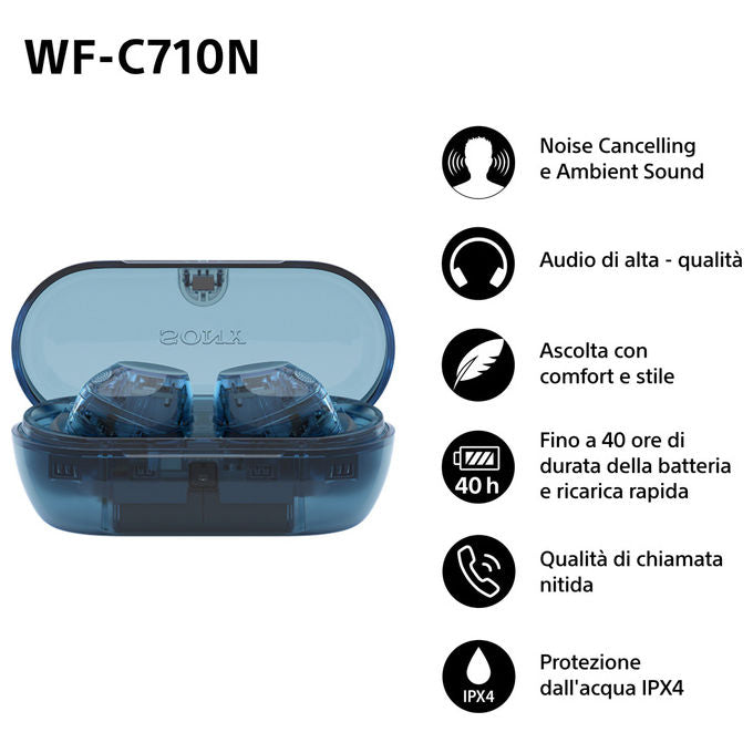 Sony WFC710N Auricolari True Wireless Bluetooth ANC Blu Glass Blue IPX4 40h